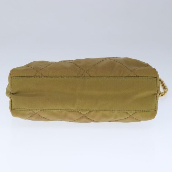 PRADA Chain Shoulder Bag Nylon Beige Gold Auth - Picture 12 of 15